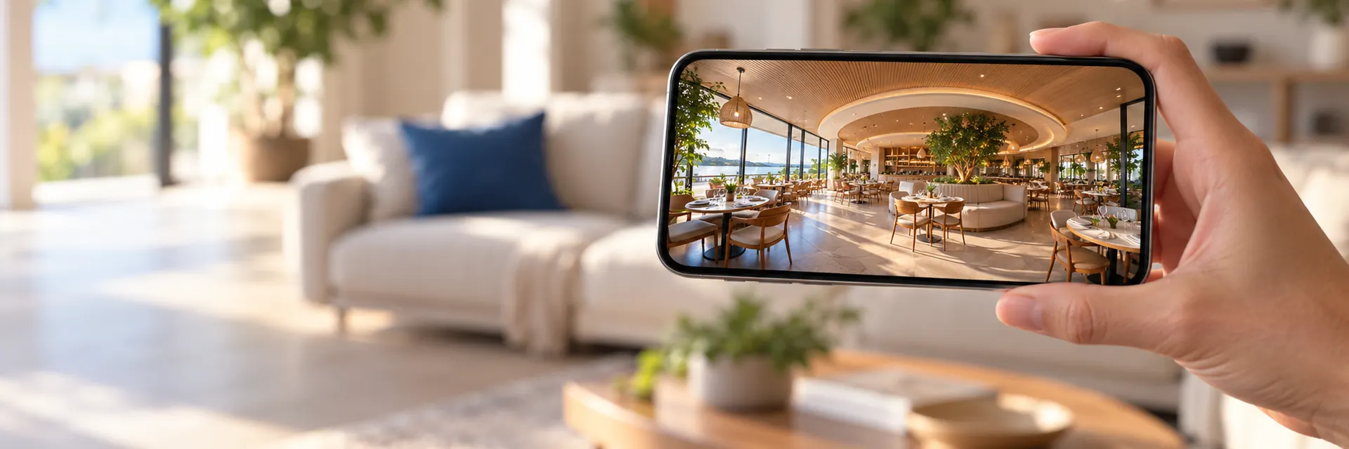 Exploring a 360° virtual tour on a smartphone